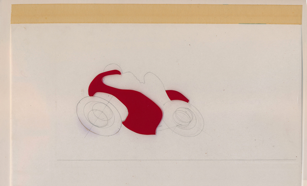 European Cycle Specialties Corporate ID Cafe rider in corner penciil and rubylith film